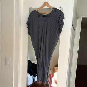 Balenciaga Gray Textured Silk knee high dress